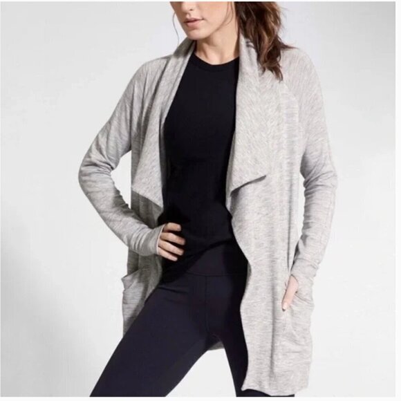 Athleta Sweaters - ** Athleta Studio Wrap Size small in Heathered Light Gray Style 228813